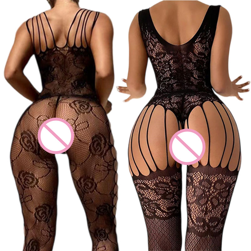 Fishnet Stocking Women - Bas de corps noirs sans entrejambe,