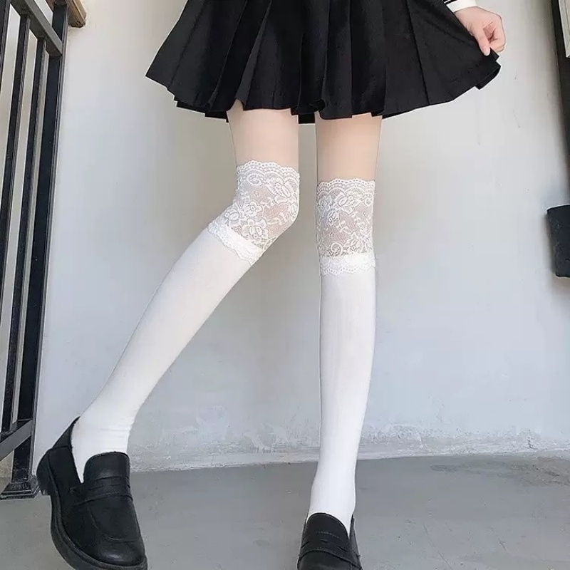 Boot Sock Slouchy - Chaussettes mi-mollet en dentelle blanche à