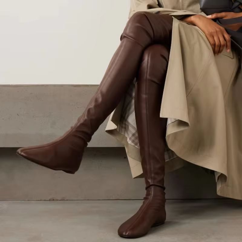 Bottes longues marron en simil - Boot Sock Slouchy avis et prix