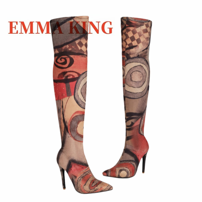 Bottes cuissardes imprimées po - Knee High Sock Women avis et prix